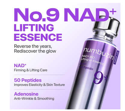 Numbuzin No.9 Essence | Nad+ Bio Lifting-Sil Essence | Lifting, Firming, Wrinkles, Fine Lines, Elasticity | Peptides, Nad+ | Aging, Dull Skin | 1.69 Fl. Oz.